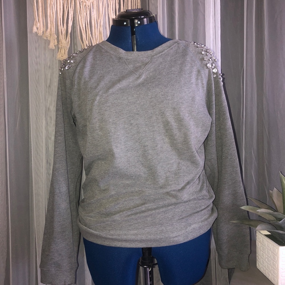 Light Gray Gemstone Sweater - Gently Worn!
